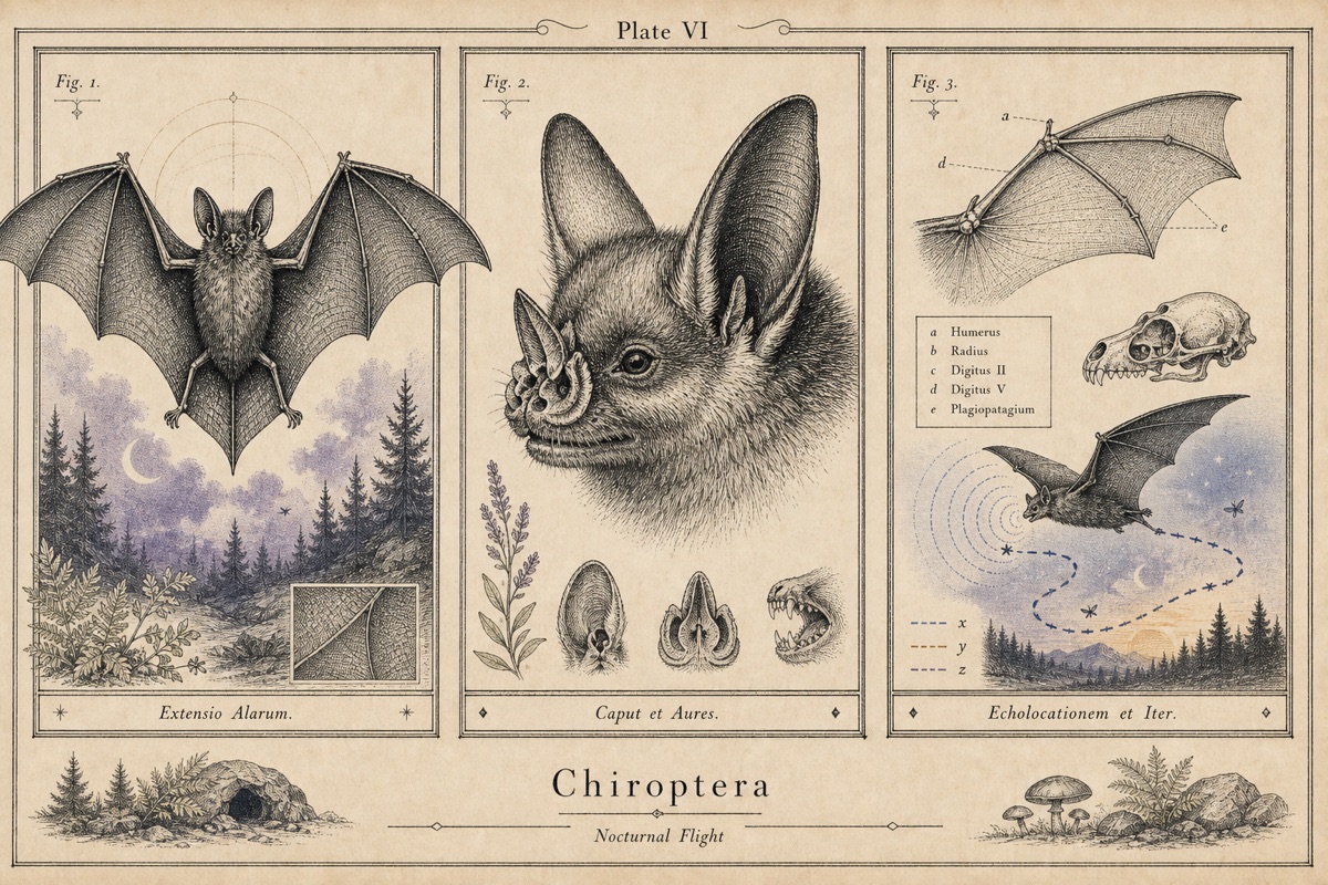 Antique scientific plate of a bat